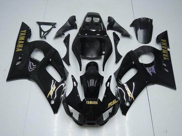 1998-2002 Glossy Black Gold Sticker Yamaha YZF R6 Motorcycle Fairings