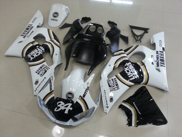 1998-2002 White Black Yamaha YZF R6 Motorcycle Fairings 1998-2002 White Black Yamaha YZF R6 Motorcycle Fairings