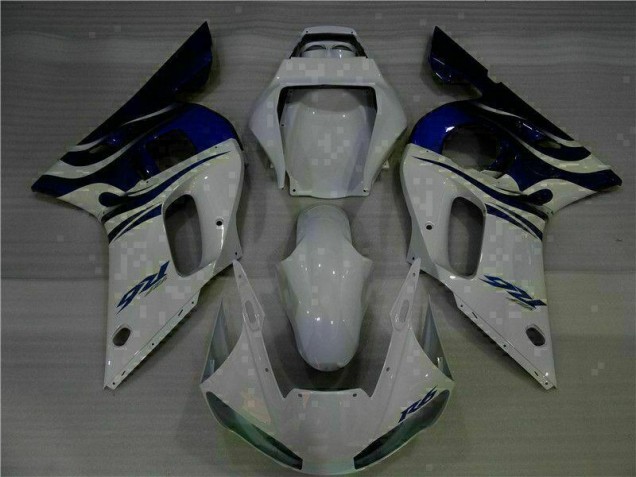 1998-2002 White Blue Yamaha YZF R6 Motorcycle Fairings