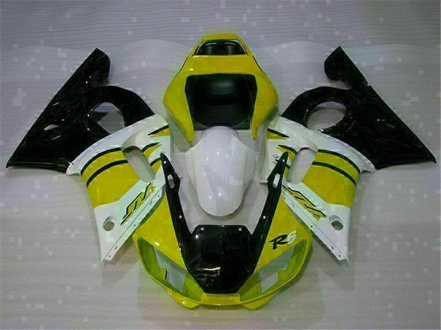1998-2002 Yellow White Yamaha YZF R6 Motorcycle Fairings