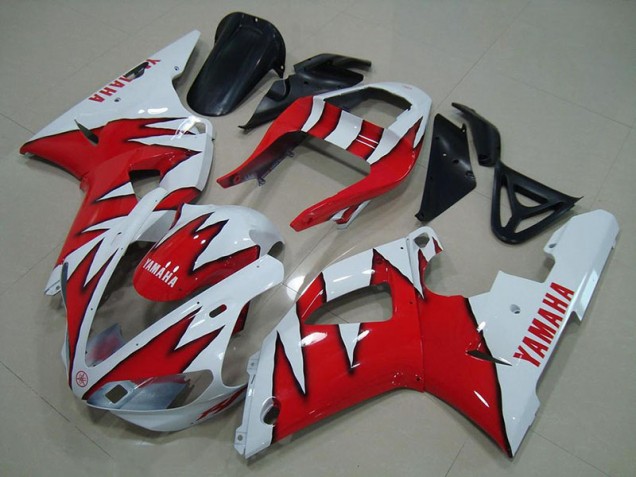 2000-2001 White Red Flame Yamaha YZF R1 Motorcycle Fairings 2000-2001 White Red Flame Yamaha YZF R1 Motorcycle Fairings