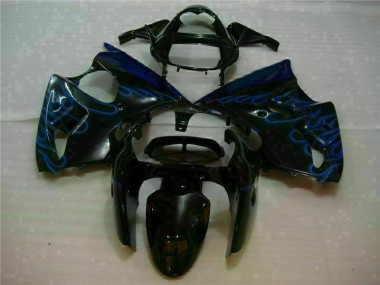 2000-2002 Black with Blue Flame Kawasaki Ninja ZX6R Motorcycle Fairings