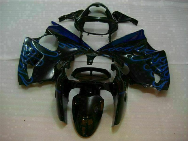 2000-2002 Black with Blue Flame Kawasaki Ninja ZX6R Motorcycle Fairings 2000-2002 Black with Blue Flame Kawasaki Ninja ZX6R Motorcycle Fairings