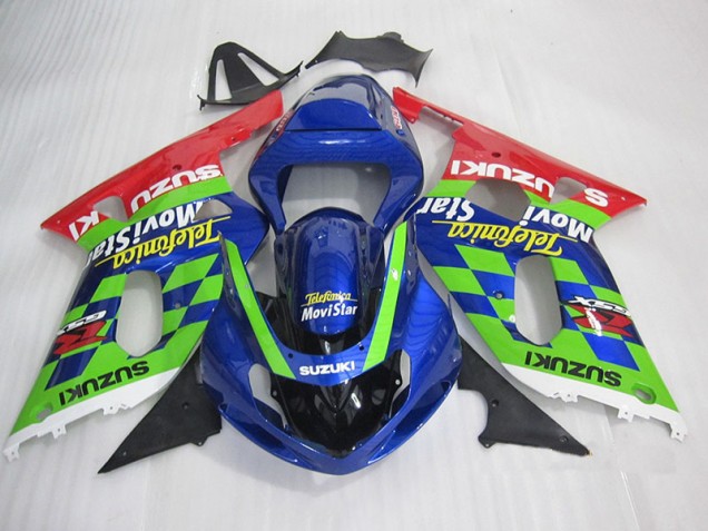 2001-2003 Blue Green Red Telefumia Movistar Suzuki GSXR600 Motorcycle Fairings & Bodywork 2001-2003 Blue Green Red Telefumia Movistar Suzuki GSXR600 Motorcycle Fairings & Bodywork
