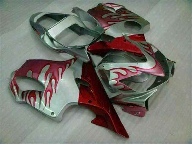 2001-2003 Red Flame Silver Honda CBR600 F4i Motorcycle Fairings 2001-2003 Red Flame Silver Honda CBR600 F4i Motorcycle Fairings