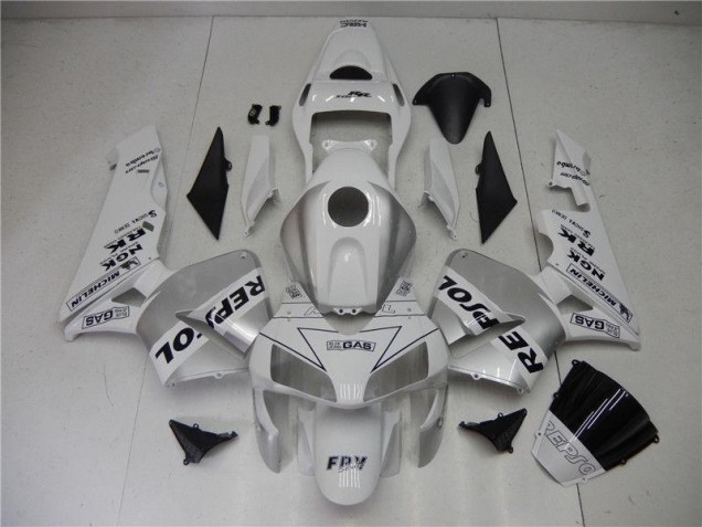 2003-2004 Silver White Black Honda CBR600RR Motorcycle Fairings 2003-2004 Silver White Black Honda CBR600RR Motorcycle Fairings