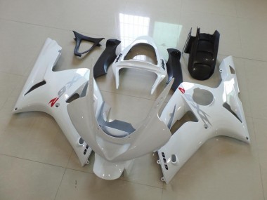 2003-2004 White with Silver Decals Kawasaki Ninja ZX6R Motorcycle Fairings