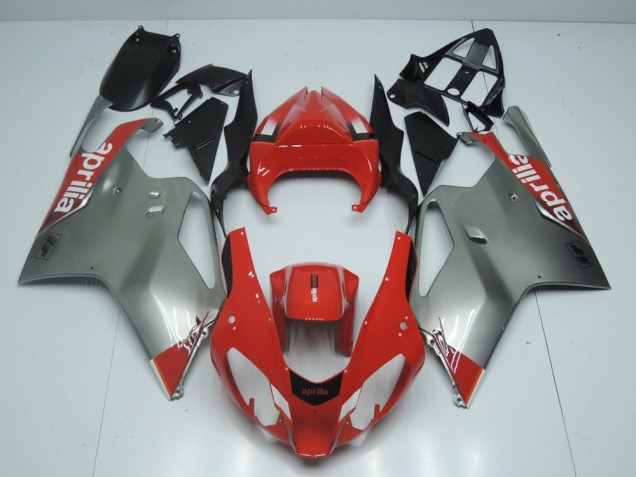 2003-2005 Silver and Red Aprilia RSV1000 Motorcycle Fairings 2003-2005 Silver and Red Aprilia RSV1000 Motorcycle Fairings