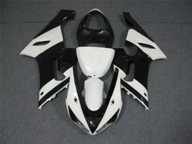 2005-2006 Black White Kawasaki Ninja ZX6R Motorcycle Fairings