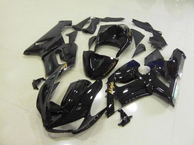 2005-2006 Glossy Black Gold Decals Kawasaki Ninja ZX6R Motorcycle Fairings
