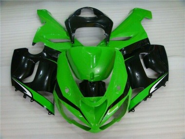 2005-2006 Green White Black Kawasaki Ninja ZX6R Motorcycle Fairings