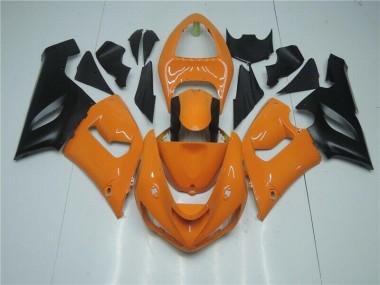 2005-2006 Orange Black Kawasaki Ninja ZX6R Motorcycle Fairings