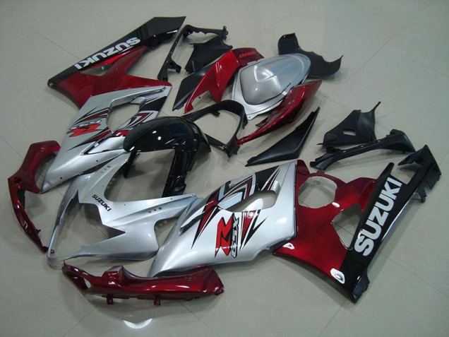 2005-2006 Silver Red Suzuki GSXR 1000 Motorcycle Fairings
