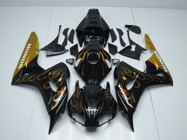 2006-2007 Black Gold Flame Honda CBR1000RR Motorcycle Fairings 2006-2007 Black Gold Flame Honda CBR1000RR Motorcycle Fairings