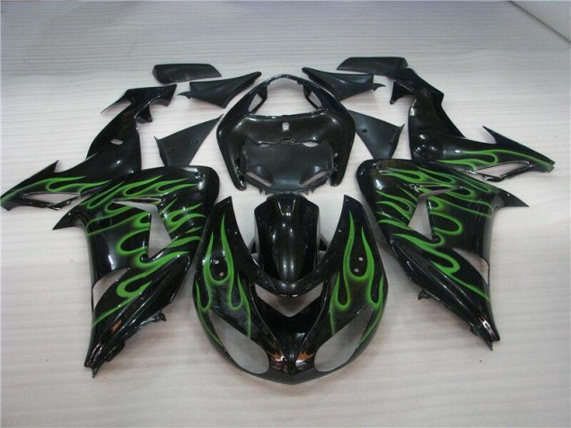 2006-2007 Black Green Flame Kawasaki Ninja ZX10R Motorcycle Fairings 2006-2007 Black Green Flame Kawasaki Ninja ZX10R Motorcycle Fairings