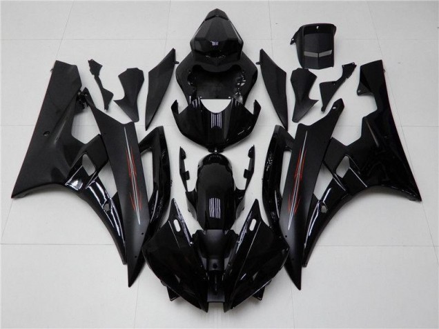 2006-2007 Glossy Matte Black Yamaha YZF R6 Motorcycle Fairings 2006-2007 Glossy Matte Black Yamaha YZF R6 Motorcycle Fairings