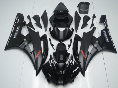 2006-2007 Matte Black and Glossy Black Yamaha YZF R6 Motorcycle Fairings