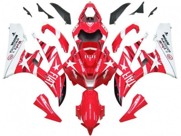 2006-2007 Red White Star Fiat Yamaha YZF R6 Motorcycle Fairings