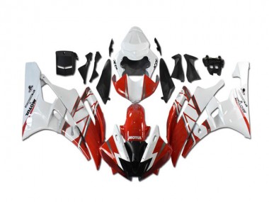 2006-2007 Red White Yamaha YZF R6 Motorcycle Fairings & Plastics