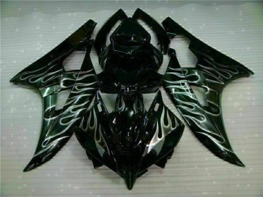2006-2007 Silver Flame Black Yamaha YZF R6 Motorcycle Fairings
