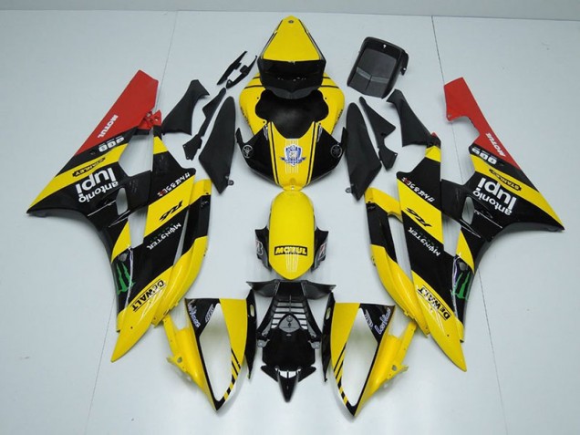 2006-2007 Yellow Black Monster Yamaha YZF R6 Motorcycle Fairings 2006-2007 Yellow Black Monster Yamaha YZF R6 Motorcycle Fairings