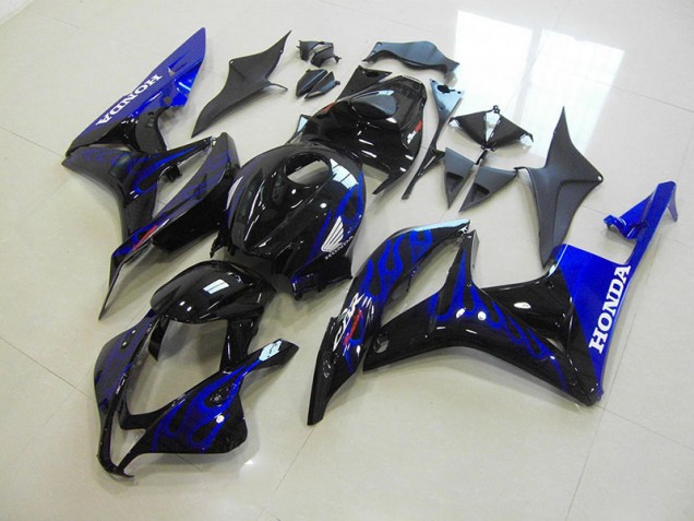 2007-2008 Black Blue Flame Honda CBR600RR Motorcycle Fairings 2007-2008 Black Blue Flame Honda CBR600RR Motorcycle Fairings