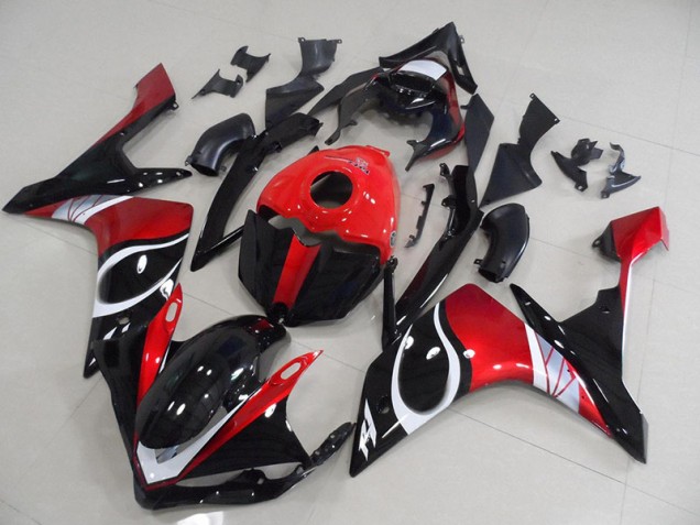 2007-2008 Black Red Glossy Yamaha YZF R1 Motorcycle Fairings