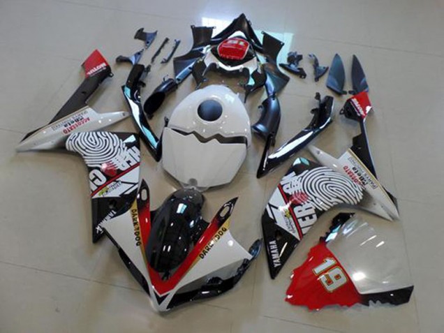 2007-2008 Black White Red Yamaha YZF R1 Motorcycle Fairings