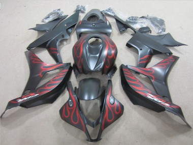 2007-2008 Black with Red Flame Honda CBR600RR Motorcycle Fairings