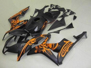 2007-2008 Matte Black Orange Sticker Honda CBR600RR Motorcycle Fairings