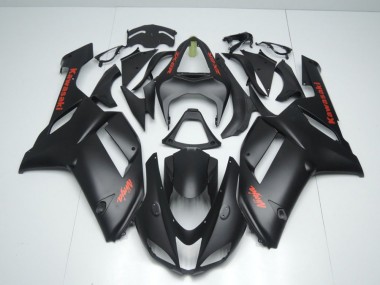2007-2008 Matte Black with Red Sticker Kawasaki Ninja ZX6R Motorcycle Fairings