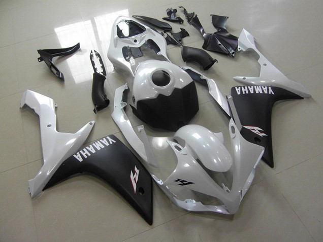 2007-2008 Pearl White Matte Black Yamaha YZF R1 Motorcycle Fairings