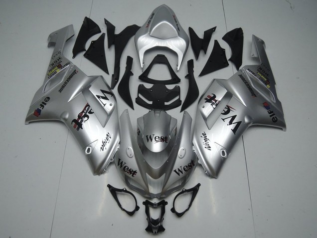 2007-2008 Silver West Kawasaki Ninja ZX6R Motorcycle Fairings 2007-2008 Silver West Kawasaki Ninja ZX6R Motorcycle Fairings