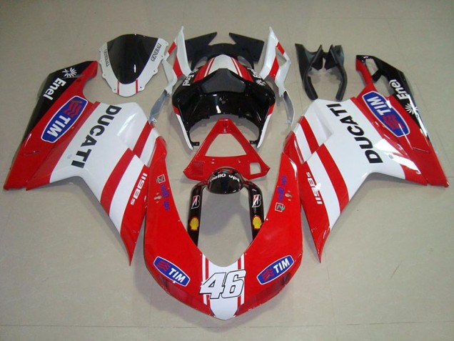 2007-2012 Red White 46 Ducati 848 1098 1198 Motorcycle Fairings 2007-2012 Red White 46 Ducati 848 1098 1198 Motorcycle Fairings