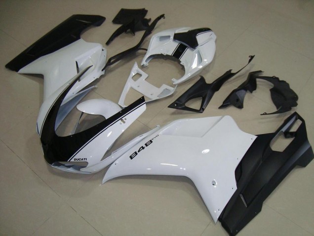 2007-2012 White Matte Black Ducati 848 1098 1198 Motorcycle Fairings