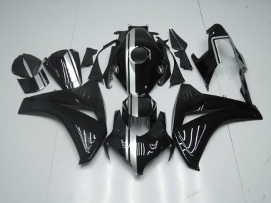 2008-2011 Glossy Black with Silver Stripe Honda CBR1000RR Motorcycle Fairings