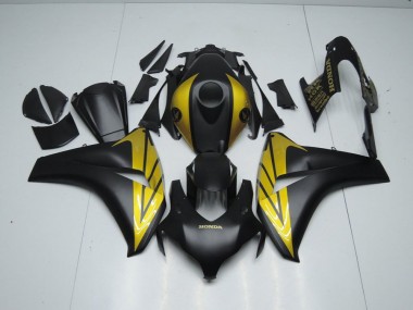 2008-2011 Matte Black and Gold Honda CBR1000RR Motorcycle Fairings