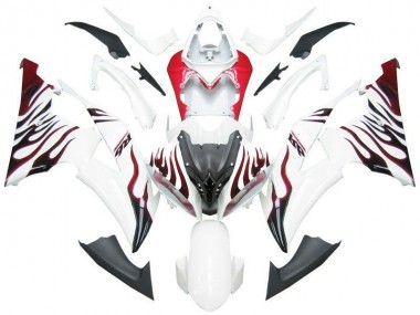 2008-2016 White Red Flame R6 Yamaha YZF R6 Motorcycle Fairings