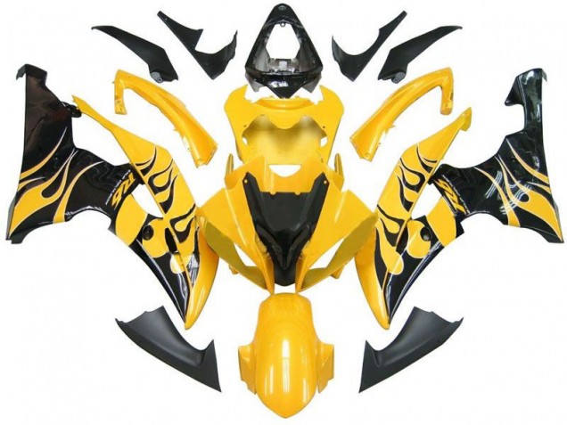 2008-2016 Yellow Black Flame R6 Yamaha YZF R6 Motorcycle Fairings 2008-2016 Yellow Black Flame R6 Yamaha YZF R6 Motorcycle Fairings