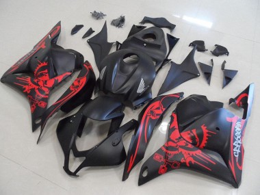 2009-2012 Matte Black with Red Skull Honda CBR600RR Motorcycle Fairings