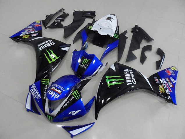 2012-2014 Blue Black Monster Yamaha YZF R1 Motorcycle Fairings & Bodywork 2012-2014 Blue Black Monster Yamaha YZF R1 Motorcycle Fairings & Bodywork