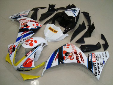 2012-2014 White Black Pepe Phone Yamaha YZF R1 Motorcycle Fairings