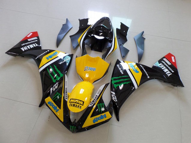 2012-2014 Yellow Black Monster Yamaha YZF R1 Motorcycle Fairings & Bodywork 2012-2014 Yellow Black Monster Yamaha YZF R1 Motorcycle Fairings & Bodywork