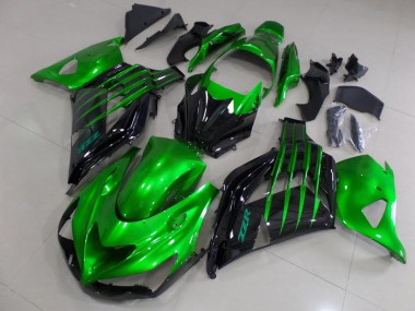 2012-2019 Candy Green and Black Kawasaki Ninja ZX14R Motorcycle Fairings